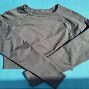 Elegant Charcoal Long Sleeve Crop Top